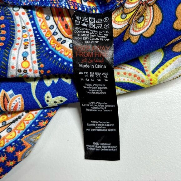 Nasty Gal Paisley Print Oversized Button Down Shirt Cobalt US 10 - Picture 12 of 12